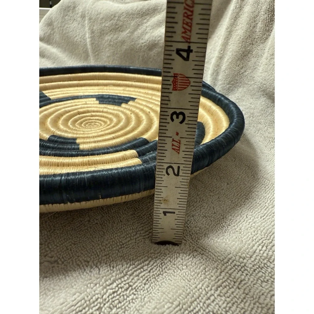 Homemade Sea grass Woven Platter 11.5 in Natural Blue‎